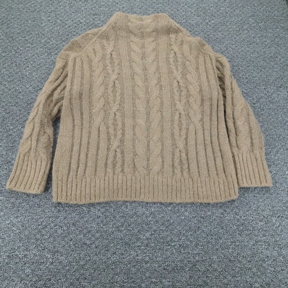 Vince Sweater Womens Large Brown Alpaca Cable Knit Mock Neck Cozy Luxe - Picture 3 of 12